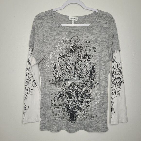 Vintage y2k grunge mcbling emo cyber goth long sleeve shirt combo size xl - Picture 1 of 7